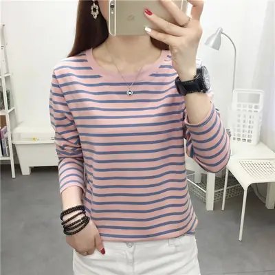 Women Striped Long Sleeve T-Shirt Autumn 2024