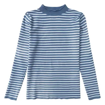 Women Striped Knit Turtleneck Pullover Set