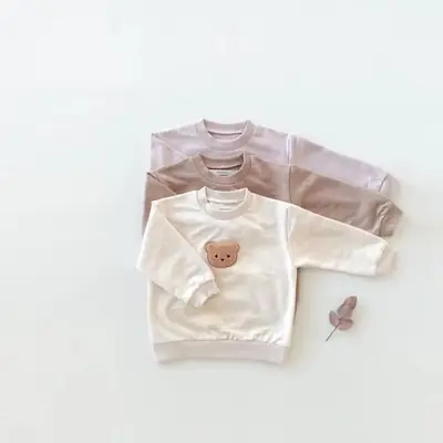 Cute Bear Embroidered Baby Sweater Set for Girls