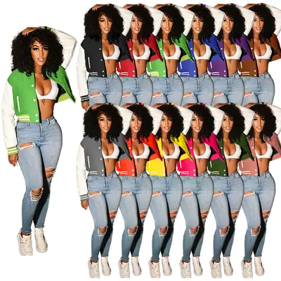 Cross-Border Bomber Jacket Black White Denim Jeans Winter