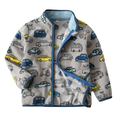Boys Car Printed Polar Fleece Jacket Winter Top