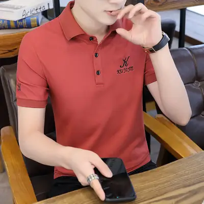 Men's 2021 Red Polo Shirt Collar Summer Casual