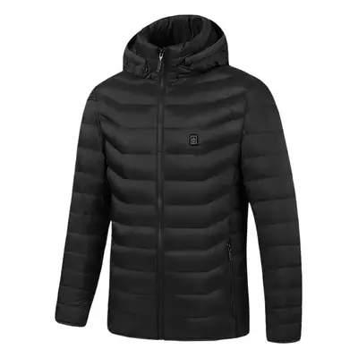 Smart Electric Heating Cotton Coat for Men Black Orange