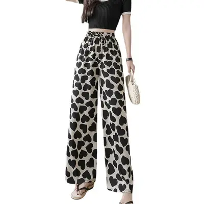 Women's Pink Tie-Dye Wide Leg Pants Summer Loose Fit