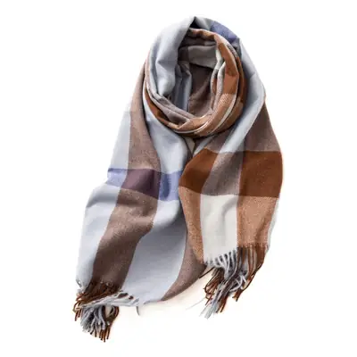 Women Winter Plaid Tassel Scarf Warm Cashmere