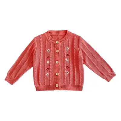 Red Embroidered Baby Suit Two-Piece Knitted Set