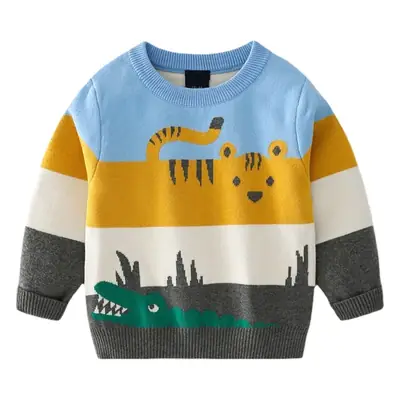 Baby Sweater Yellow Orange Blue Animal Print Kids