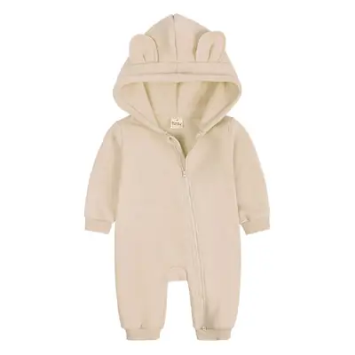 Newborn Bear Hooded Onesie Cream Full Zip