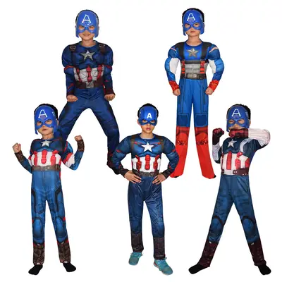 Halloween Kidsren's Stage Performance Costume Cosplay Muscle Suit Cosplay Captain America Shield