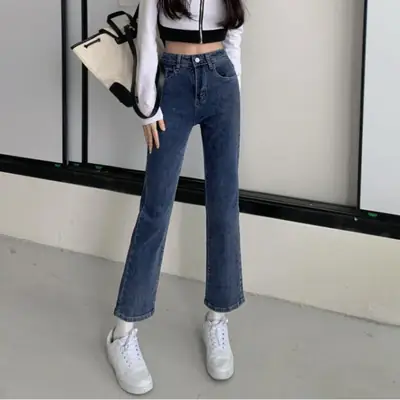 Women Wide Leg Slim Cropped Jeans Spring 2024