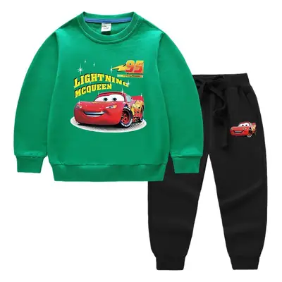 Kids McQueen Car Sweatshirt Trousers Set Green Grey