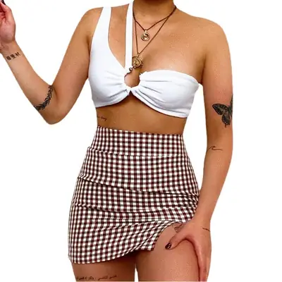 White Hollow Out Camisole Cross Body Top