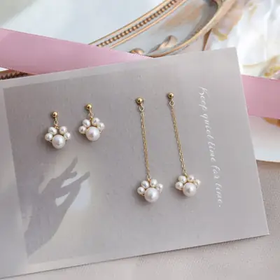14K Gold Filled Pearl Earrings for Women