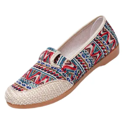 Women's Red Beaded Slip-on Heels White