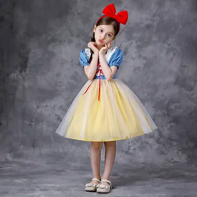 Fairy Tale Elsa Blue Yellow Skirted Dress for Girls
