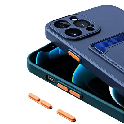 Dark Blue Silicone Phone Case for iPhone 15 Pro