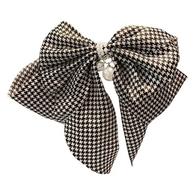 Houndstooth Bow Hairpin for Women Korean Style Clip
