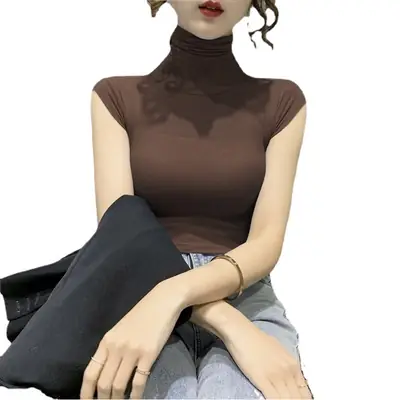 Women's White High Collar T-Shirt Summer 2023