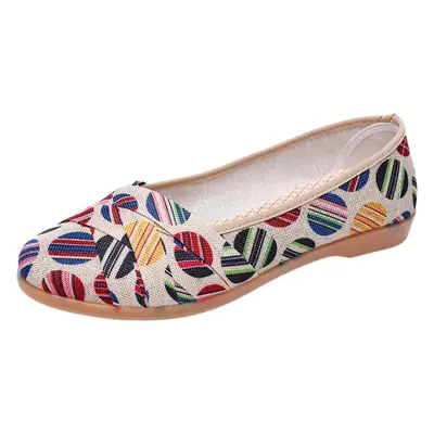 Women's Low-Top Colorful Leaf Pattern Slip-On Flat Shoes