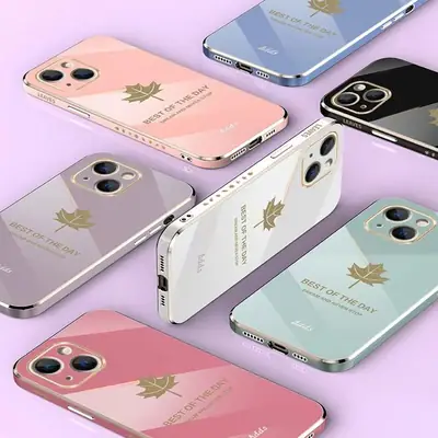 Electroplated Maple Leaf iPhone 12 Protective Case