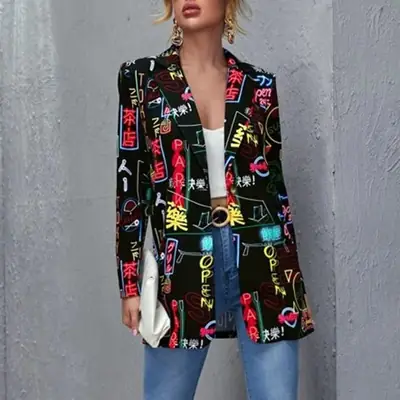 Women Printed Suit Jacket European American Foreign Trade 2021