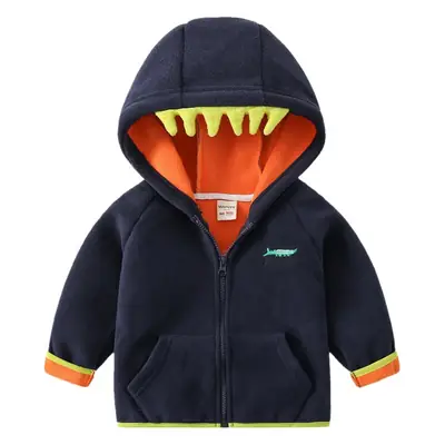 Kids Fleece Hoodie Grey Yellow Zipper