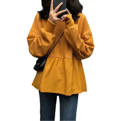 Women Korean Style Loose Slimming Top Solid Color