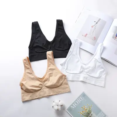 Cross-border foreign trade single-layer non-chest pad sports underwear seamless vest bra wireless yoga sleep bra for women