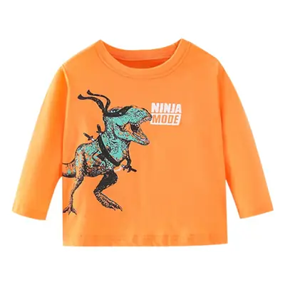 Orange Cotton Long Sleeve T-Shirt for Boys