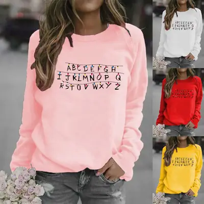 Women Grey Alphabet Printed Sweatshirt
