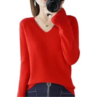 2024 V-Neck Knit Sweater Plus Size Women