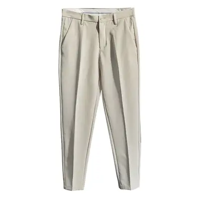 Men's Slim Fit Western Pants Black Cropped Business Casual
