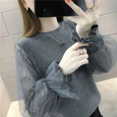 Women's Lace Round Neck Sweater 2026 Autumn