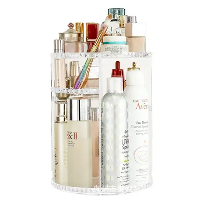 Transparent Rotating Cosmetic Storage Rack for Students