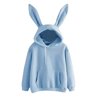 Women's Red Rabbit Hooded Sweatshirt Pure Color