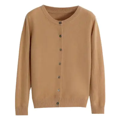 Women's 2025 Knitted Cardigan Camel Color Base