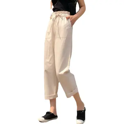 Women Green Loose High Waist Cargo Pants 2021