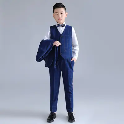 Children's clothing new medium and large children's plus size boys' vest two-piece set baby host piano stage performance dress