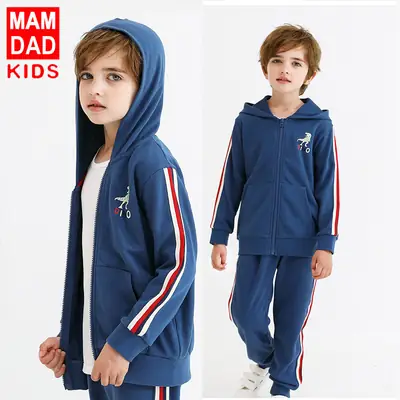 Mam Dad Kids Blue Hooded Track Suit for Boys Girls