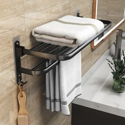 Traceless Self-Adhesive Aluminum Bath Towel Rack
