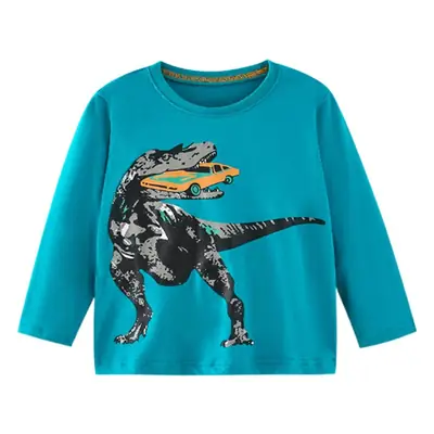 Children Cotton T-Shirt Dinosaur Car Print Long Sleeve