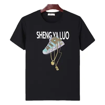 Men Black Silk Printed Pullover 2025 Summer