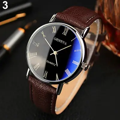 Genova Quartz Men's Watch with Brown Leather Strap