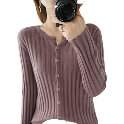 Women's Slim Fit Knit Cardigan with Button Front