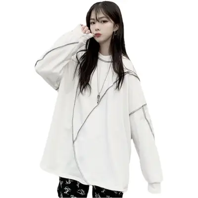 Women Korean Style Loose Fit Pullover Sweater Black