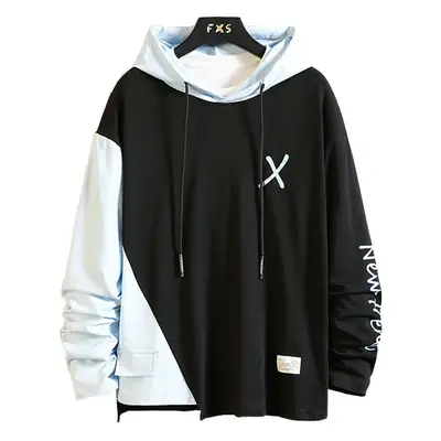 Men Hooded Sweatshirt Set White Black Orange Hip Hop Style