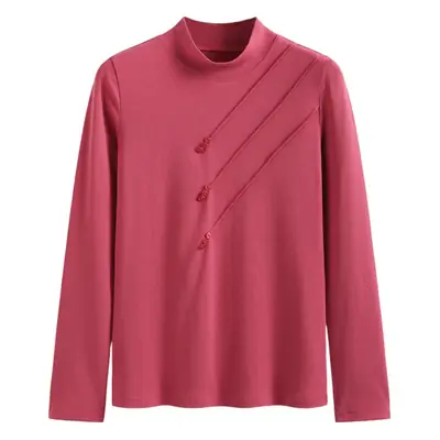 Women White Long Sleeve Turtleneck Shirt 2025
