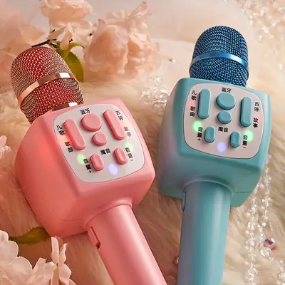 Pink Wireless Bluetooth Karaoke Microphone for Girls