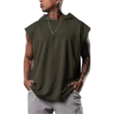 Men's Black Hooded Sleeveless Vest Summer 2021