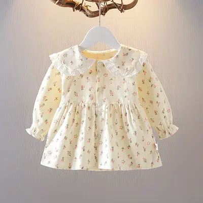 Baby Girl Floral Long Sleeve Doll Collar Coat 2021